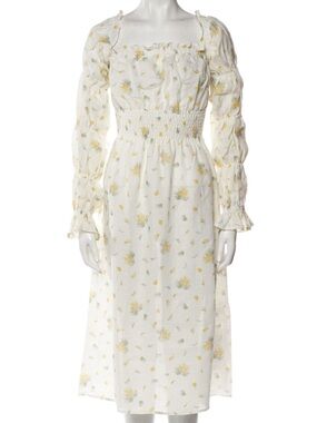 Sleeper Mimosa Print  Smocked Midi Dress